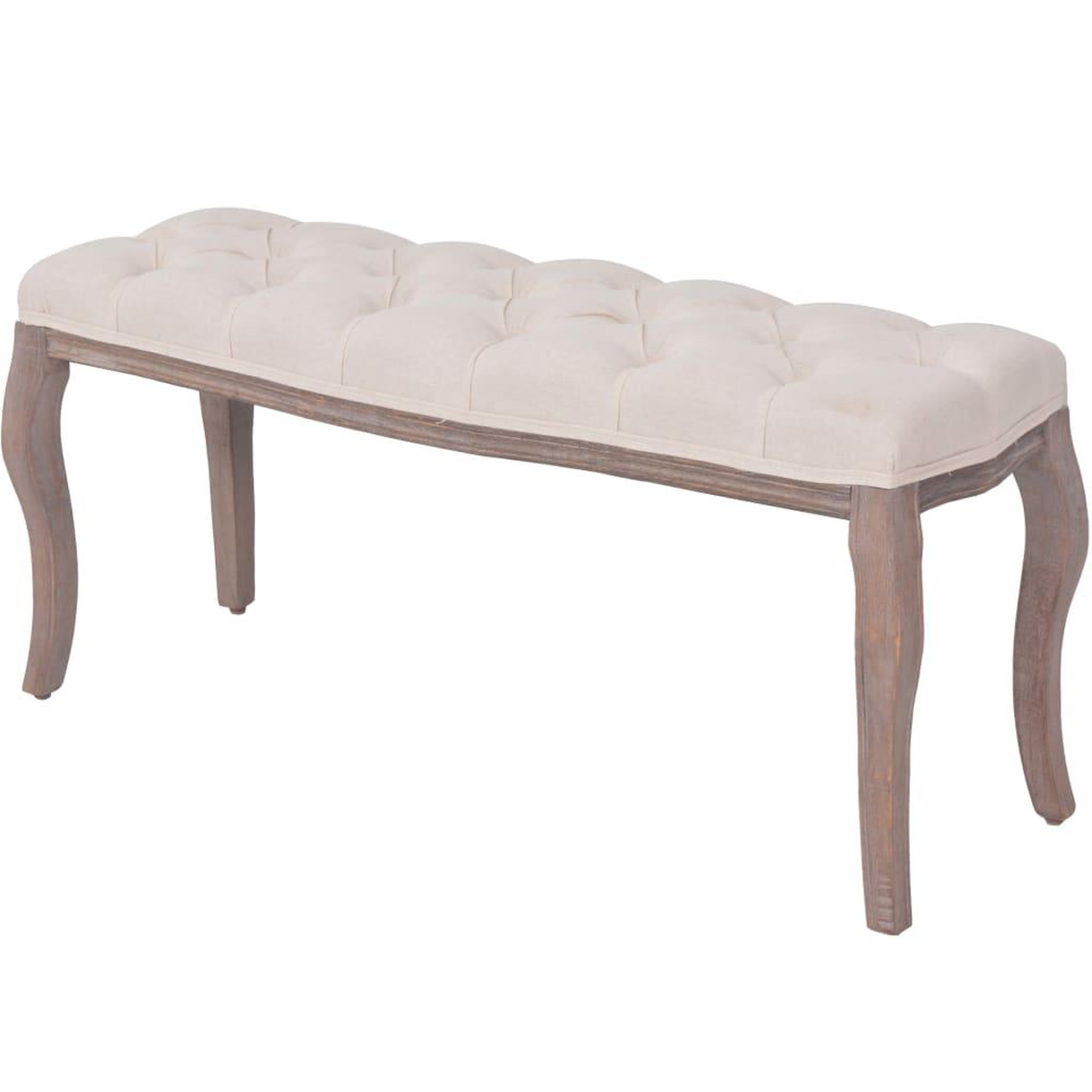 Voir la diapositive 1 : VIDAXL Banc Lin Bois massif 110 x 38 x 48 cm Blanc creme