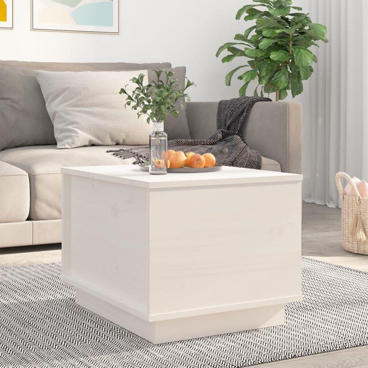 VIDAXL Table basse Blanc 40x50x35 cm Bois massif de pin