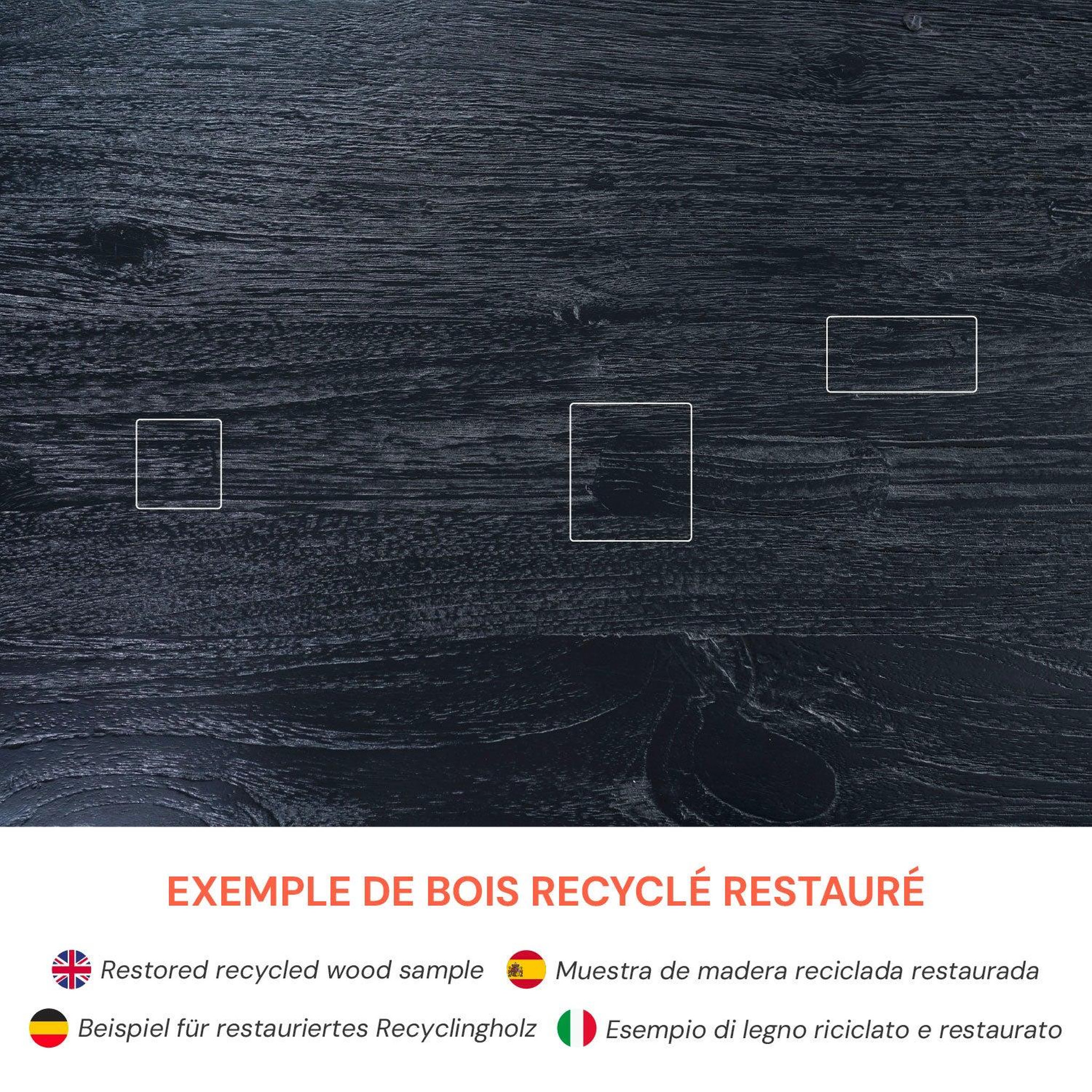 Voir la diapositive 3 : MAISON PAVANE Tabouret en bois de teck recyclé peint en noir-Eka