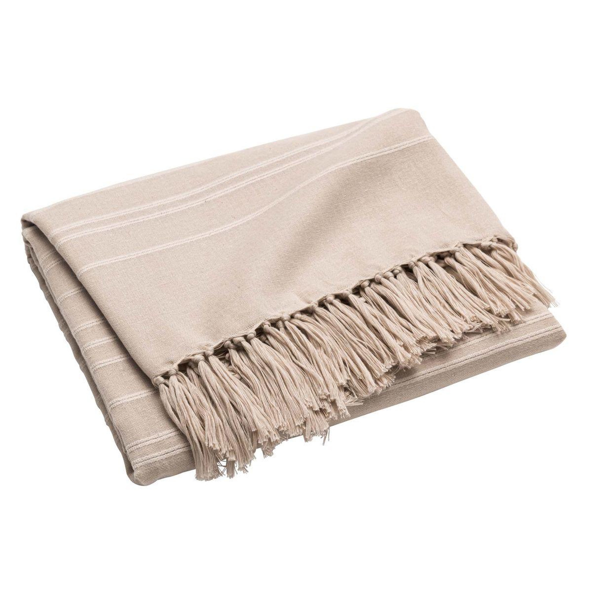 Douceur d'Intérieur Plaid à franges  lilia  180x220cm beige lin