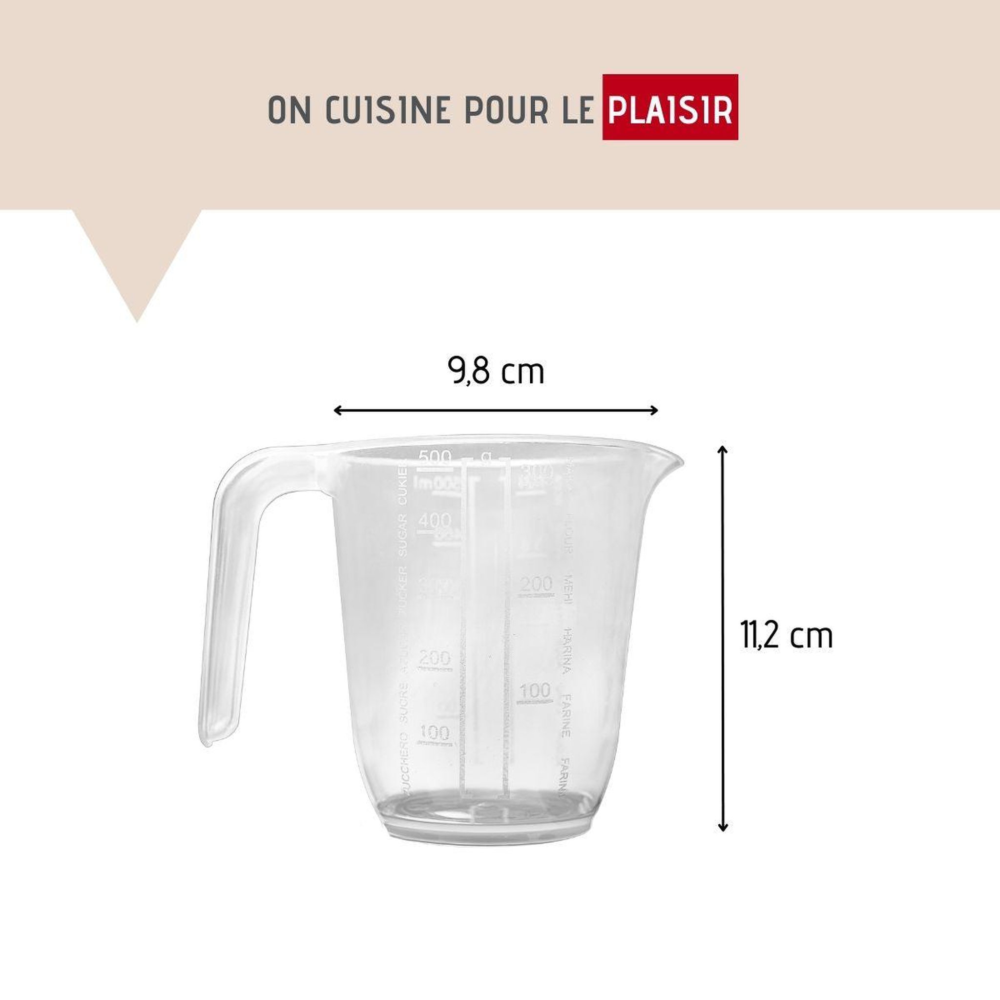 Voir la diapositive 3 : Fackelmann Verre doseur 500 ml en plastique transparent fackelmann basic
