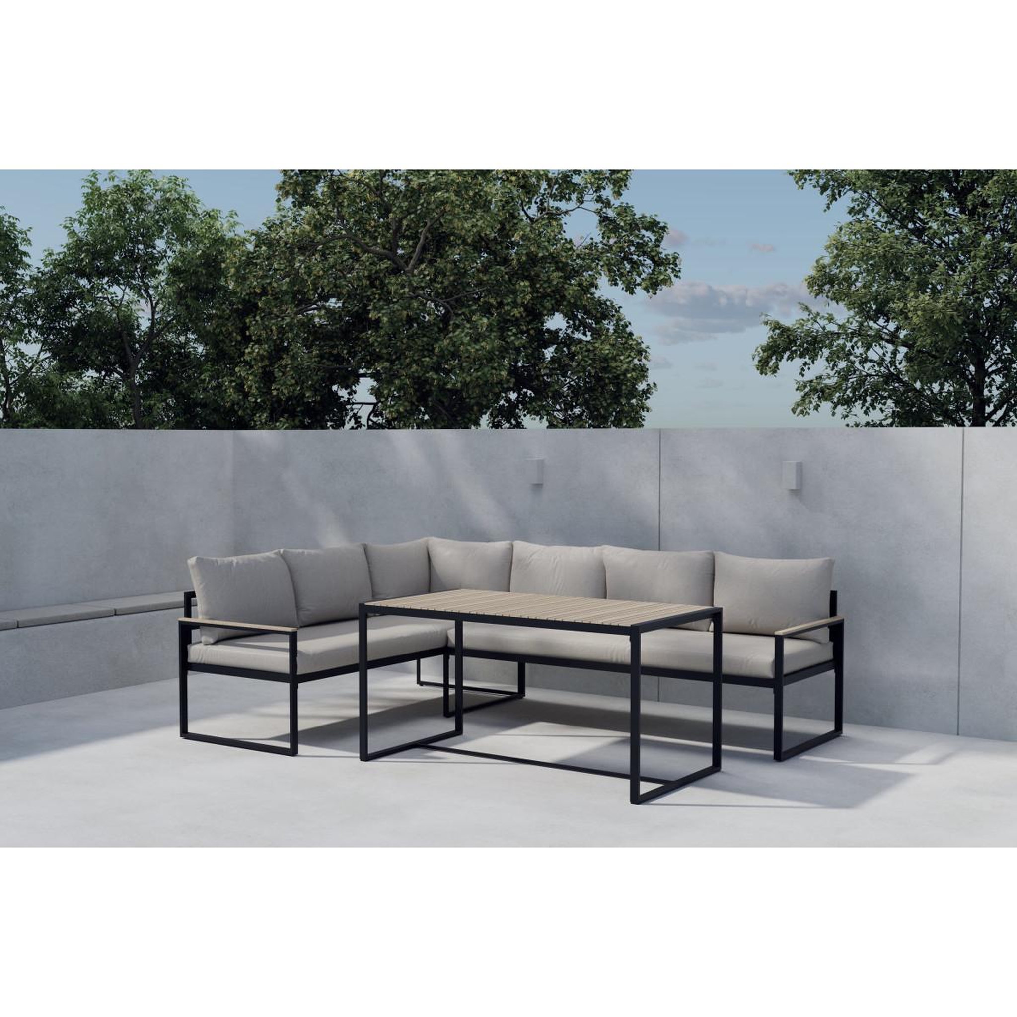 Voir la diapositive 4 : Paris Prix Salon repas d'angle jardin 6 places  ios  246cm noir