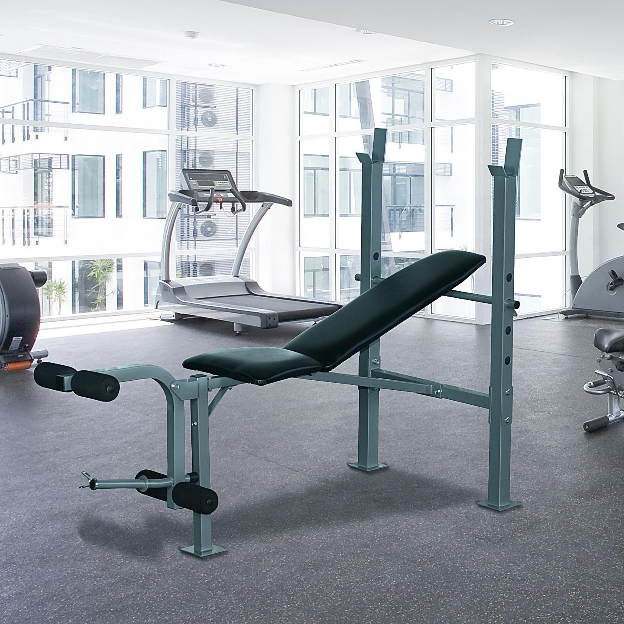 Voir la diapositive 2 : HOMCOM Banc de musculation fitness entrainement complet dossier réglable curler