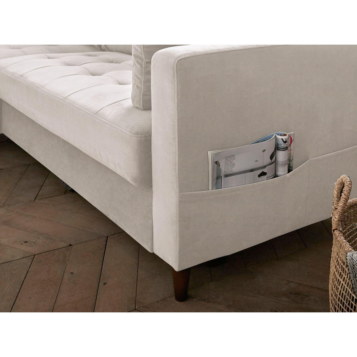 LISA DESIGN Anna - canapé d'angle gauche - 4 places - convertible avec coffre - en velours