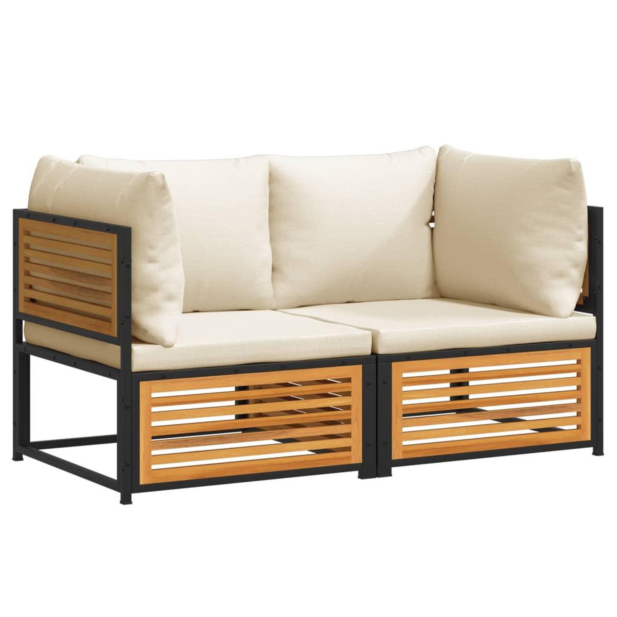 Voir la diapositive 2 : VIDAXL Salon de jardin avec coussins 2 pcs bois massif acacia