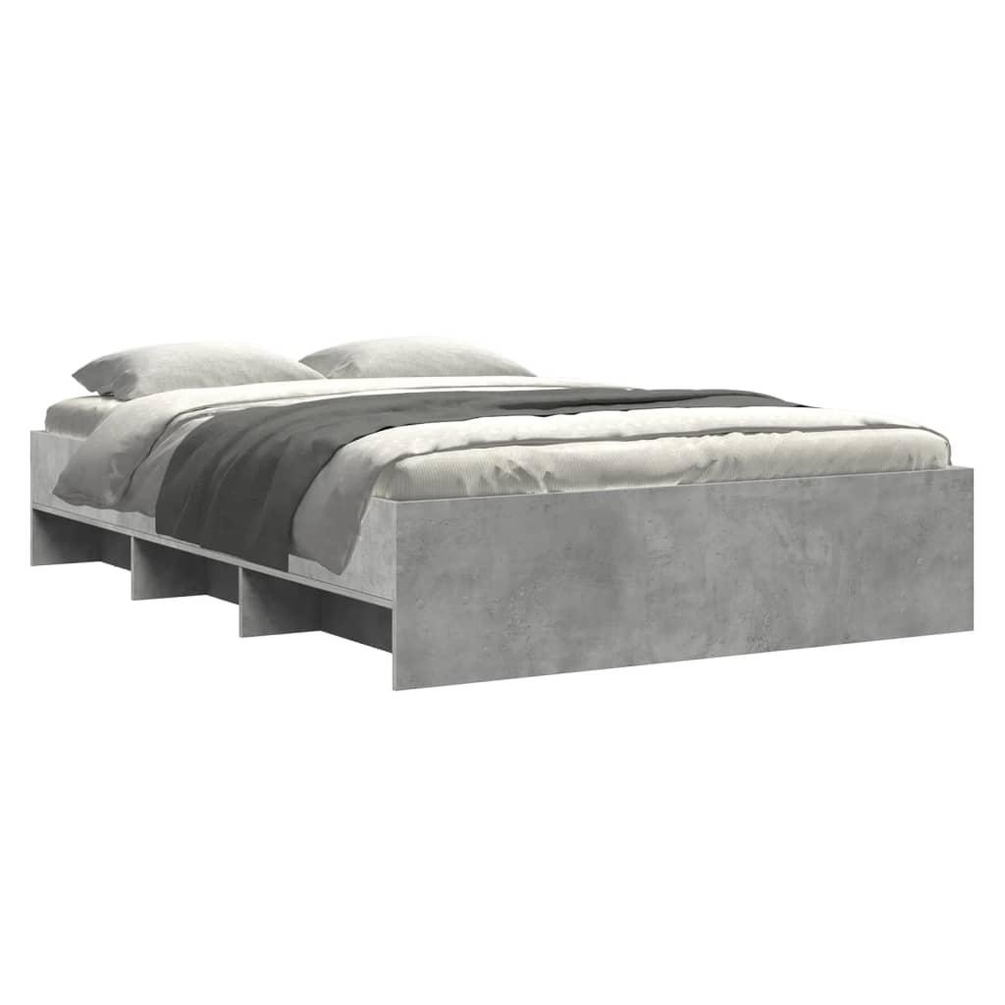 Voir la diapositive 3 : VIDAXL Cadre de lit sans matelas gris beton 135x190 cm bois ingenierie