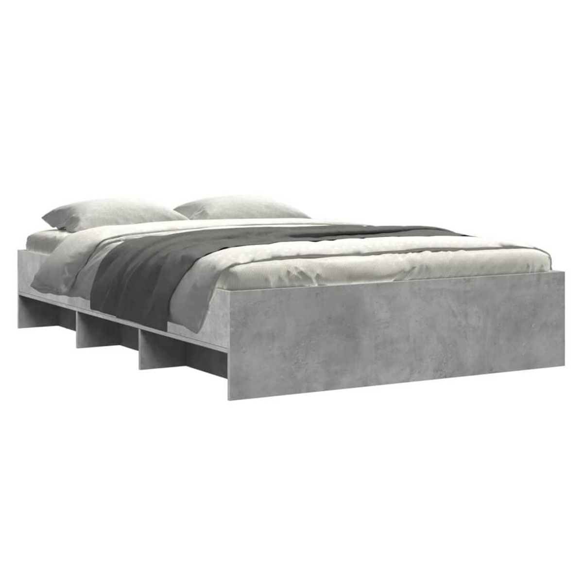 VIDAXL Cadre de lit sans matelas gris beton 135x190 cm bois ingenierie