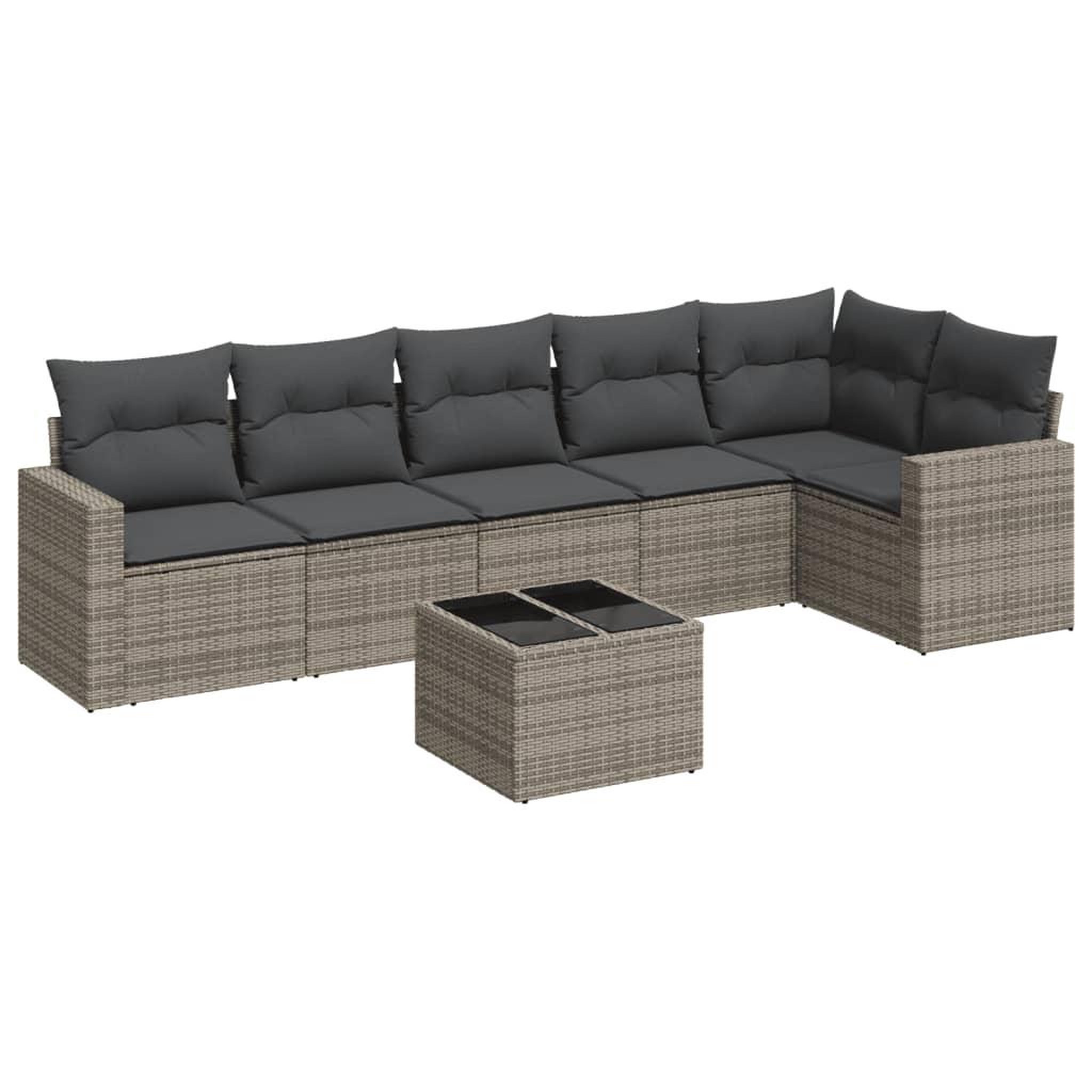 Voir la diapositive 2 : VIDAXL Salon de jardin avec coussins 7 pcs gris resine tressee