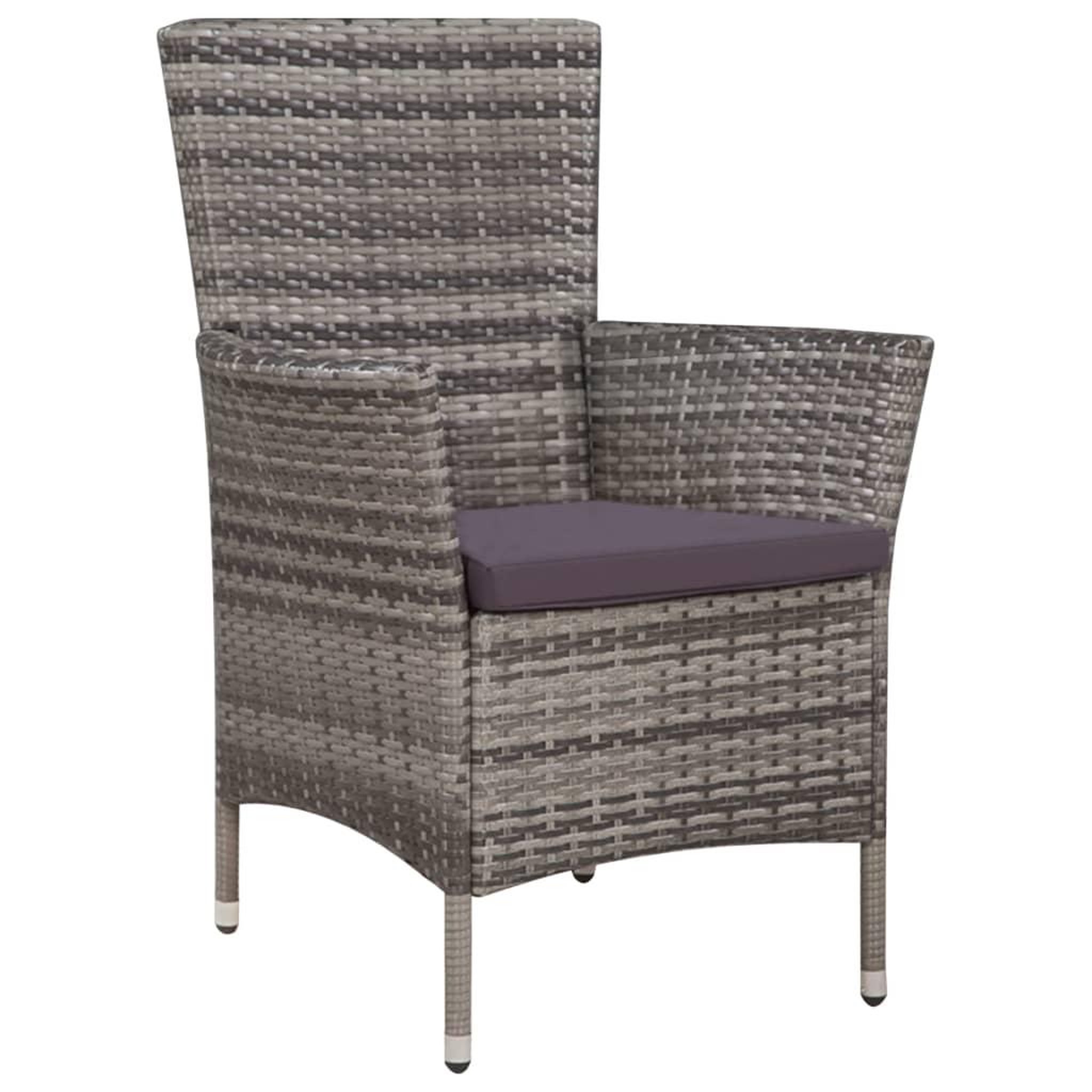 Voir la diapositive 2 : VIDAXL Chaise et tabouret d'exterieur et coussins Resine tressee Gris