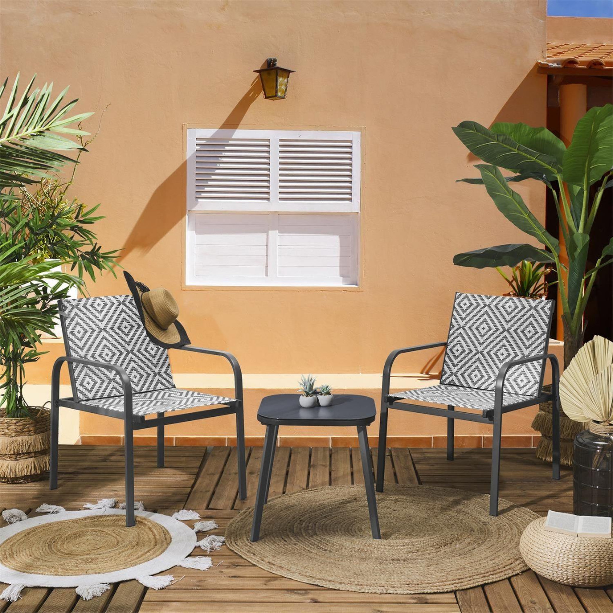 Voir la diapositive 2 : The Home Deco Factory Salon de jardin en aluminium et texaline 2 places mexico