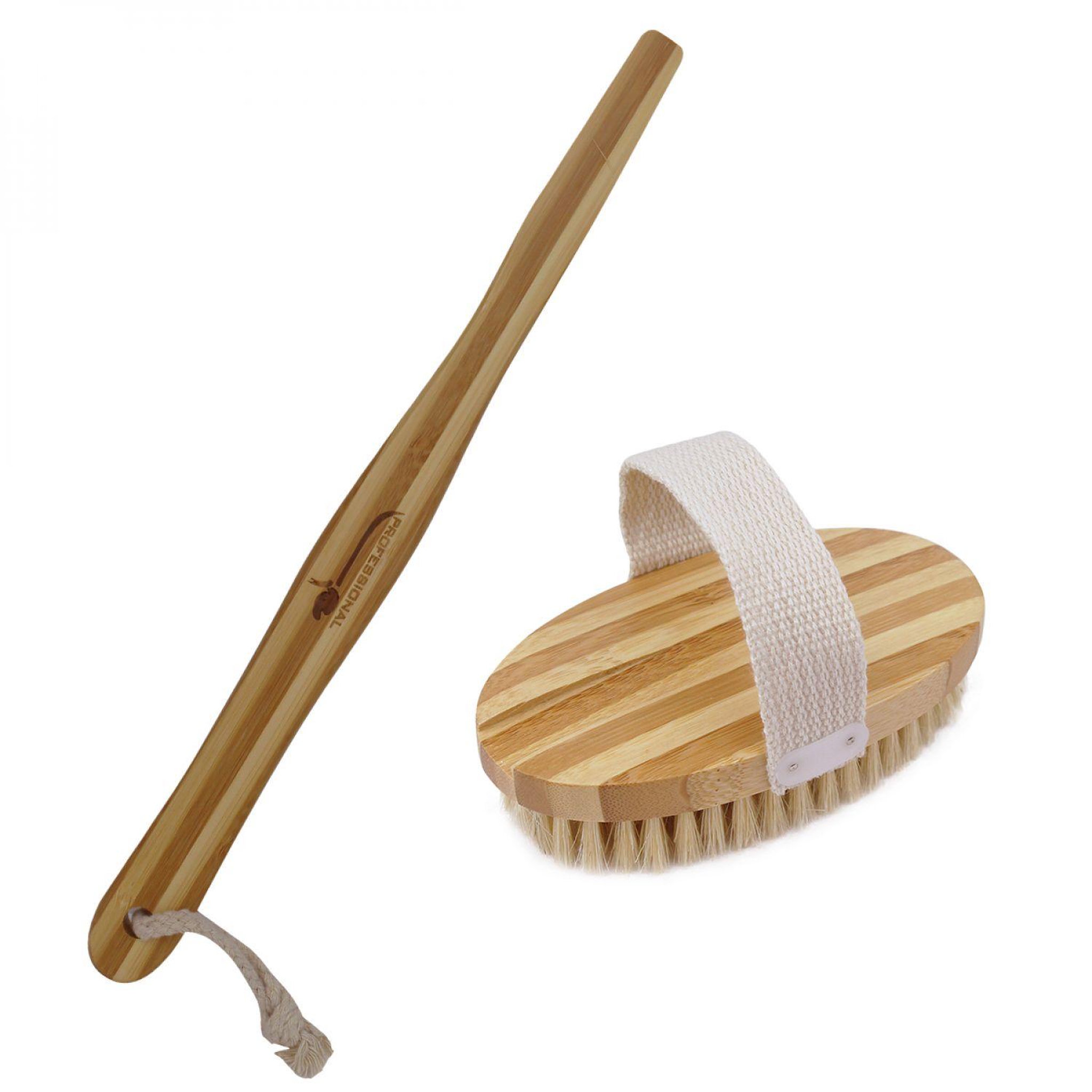 Voir la diapositive 4 : VIVEZEN Brosse à poils en bambou 42 cm avec manche amovible et poignée de maintien