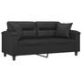 Voir la diapositive 3 : VIDAXL Canape 2 places avec oreillers decoratifs noir 140cm similicuir
