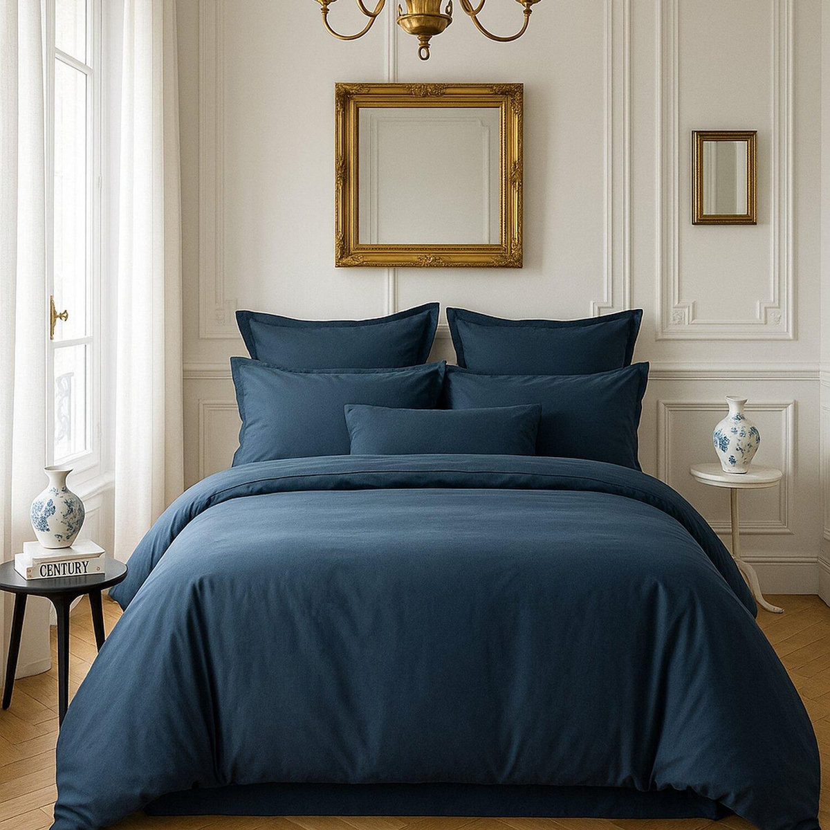 BATON ROUGE Housse de couette 100% satin de coton 105 fils uni