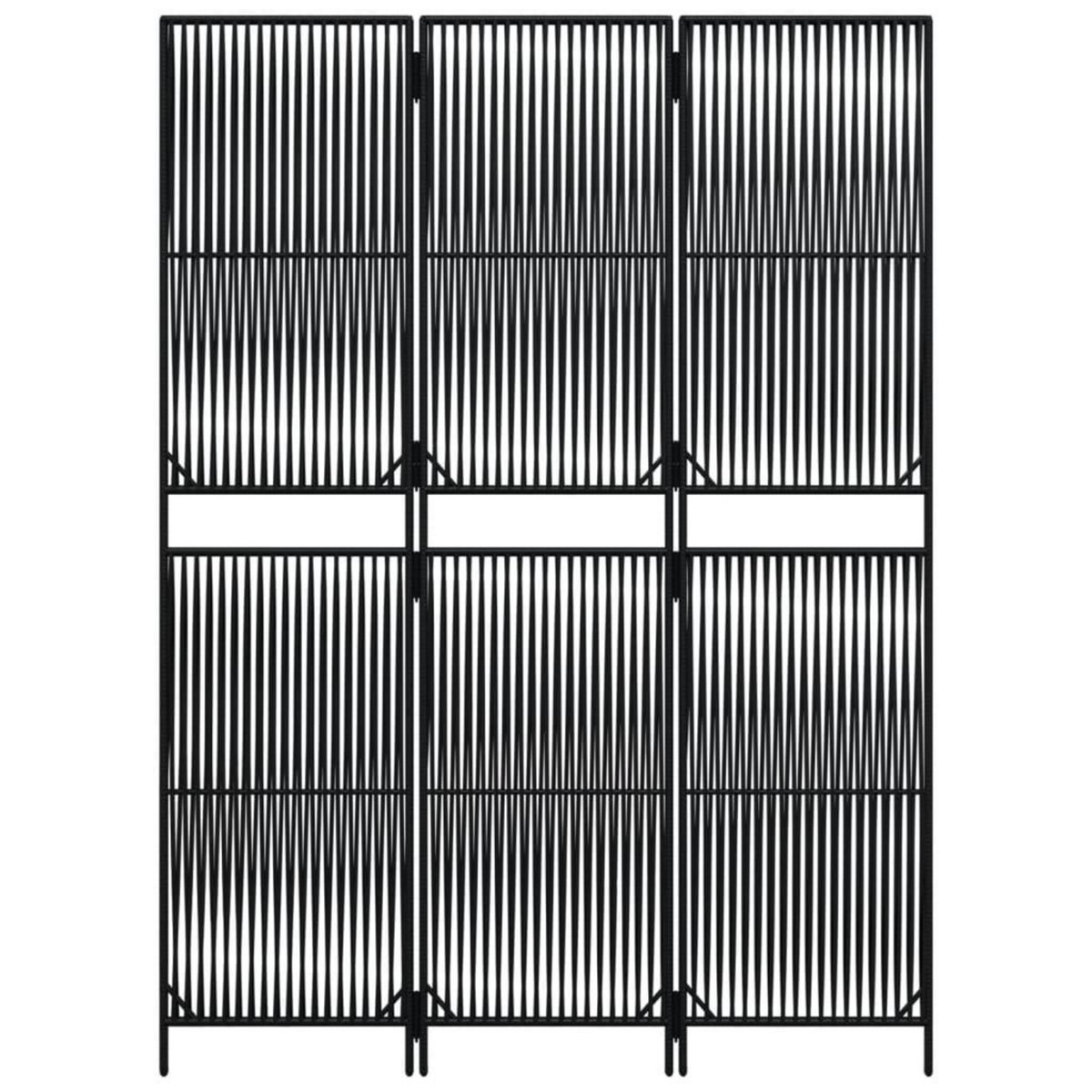VIDAXL Cloison de separation 3 panneaux noir resine tressee