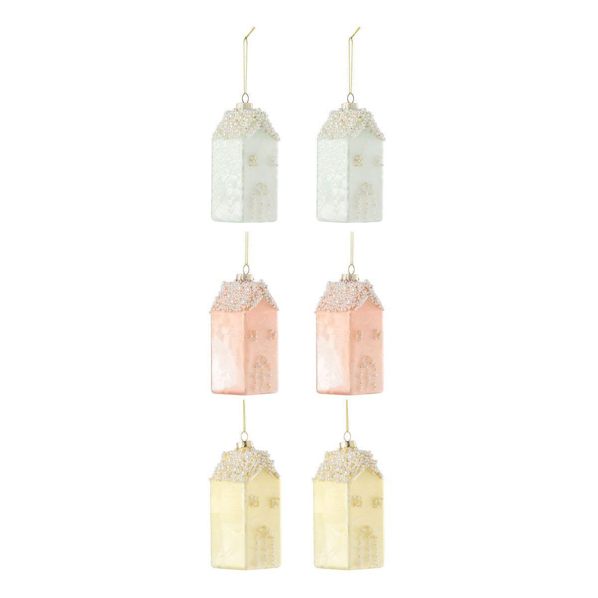 J-LINE Lot de 6 sujets de noël  maison  12cm multicolore