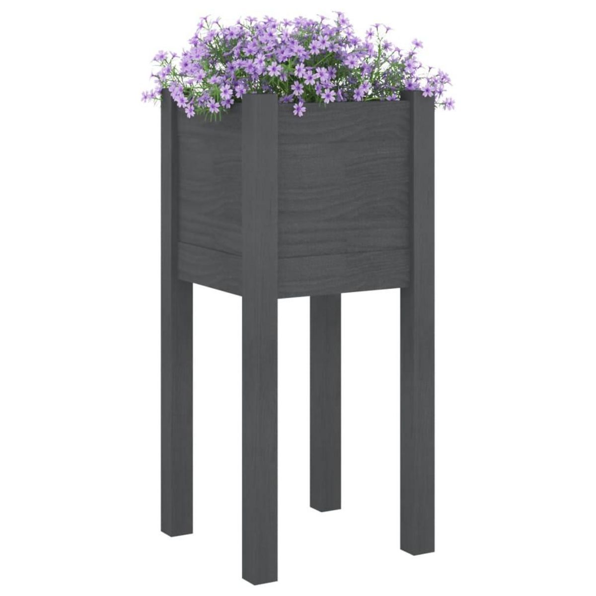 VIDAXL Jardiniere d'exterieur Gris 31x31x70 cm Bois de pin massif