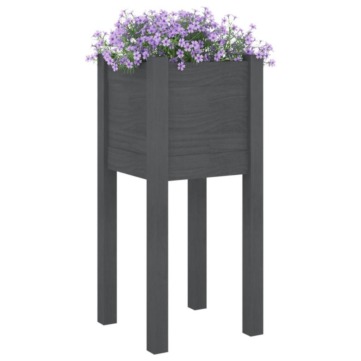 VIDAXL Jardiniere d'exterieur Gris 31x31x70 cm Bois de pin massif
