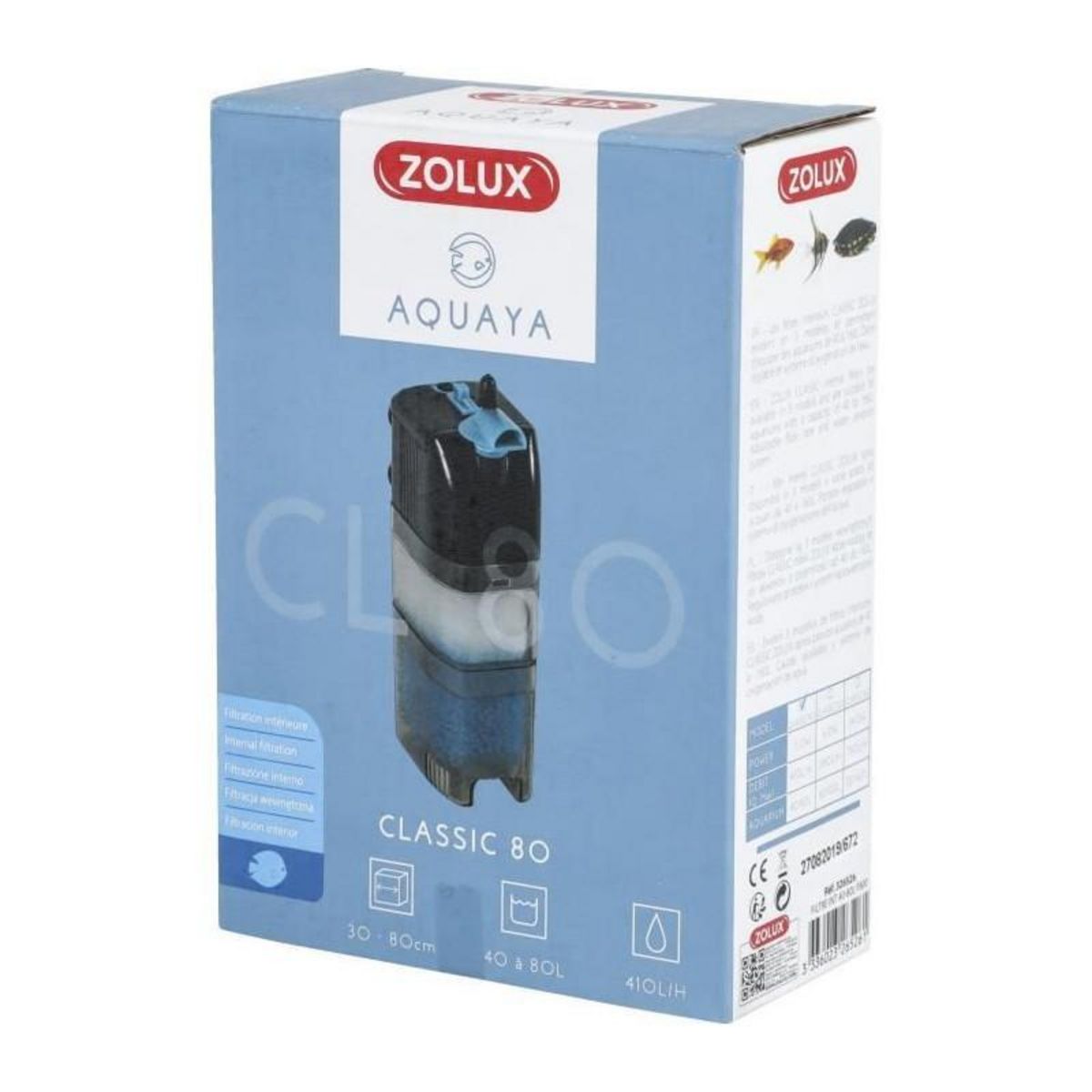 Zolux Filtre intérieur - Zolux - Classic - Pour aquarium de 40 a 80 L - Débit de 410 L/h - 5W