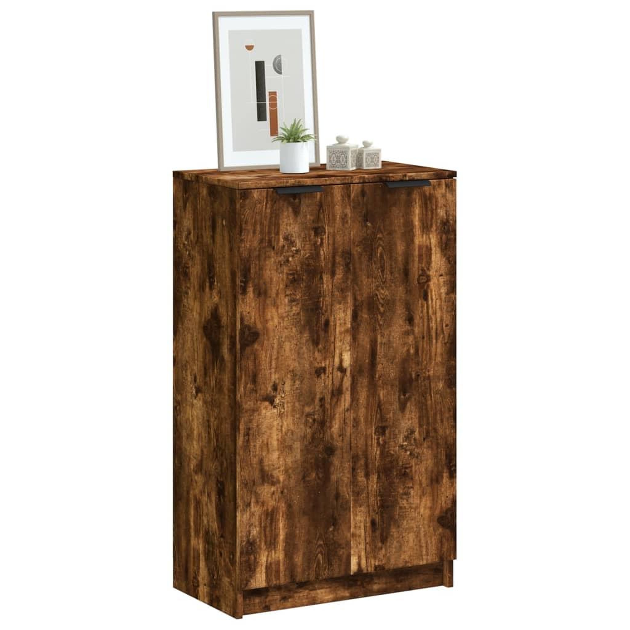Voir la diapositive 1 : VIDAXL Meuble a chaussures Chene fume 59x35x100 cm Bois d'ingenierie