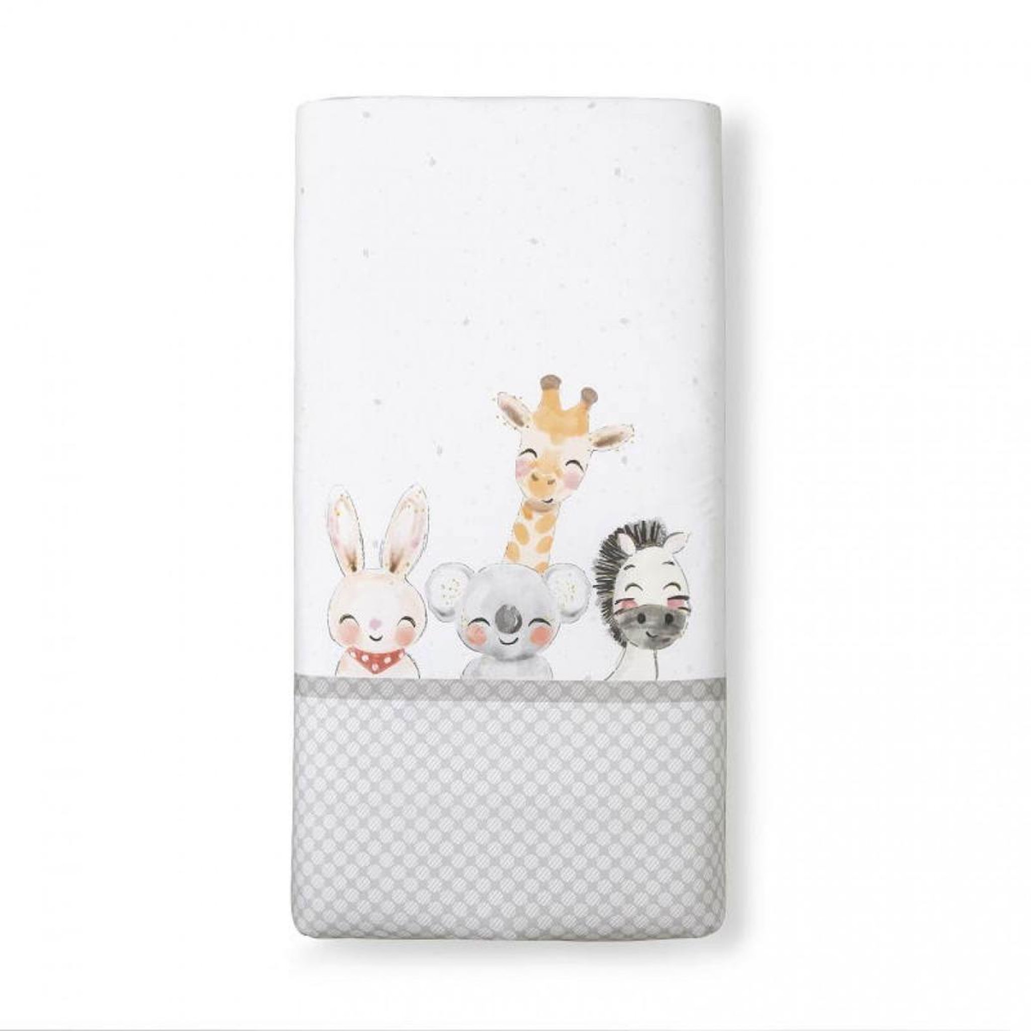 INTERBABY Parure Lit Bébé Amovible Acuarela Animaux - Gris