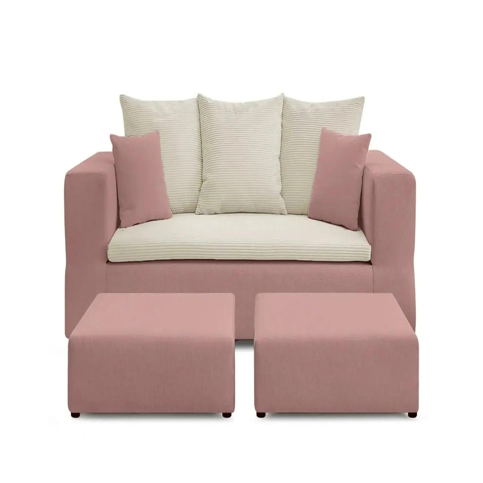 Voir la diapositive 1 : CASANOVA PARIS Ambre - canapé droit convertible bi matière avec deux poufs