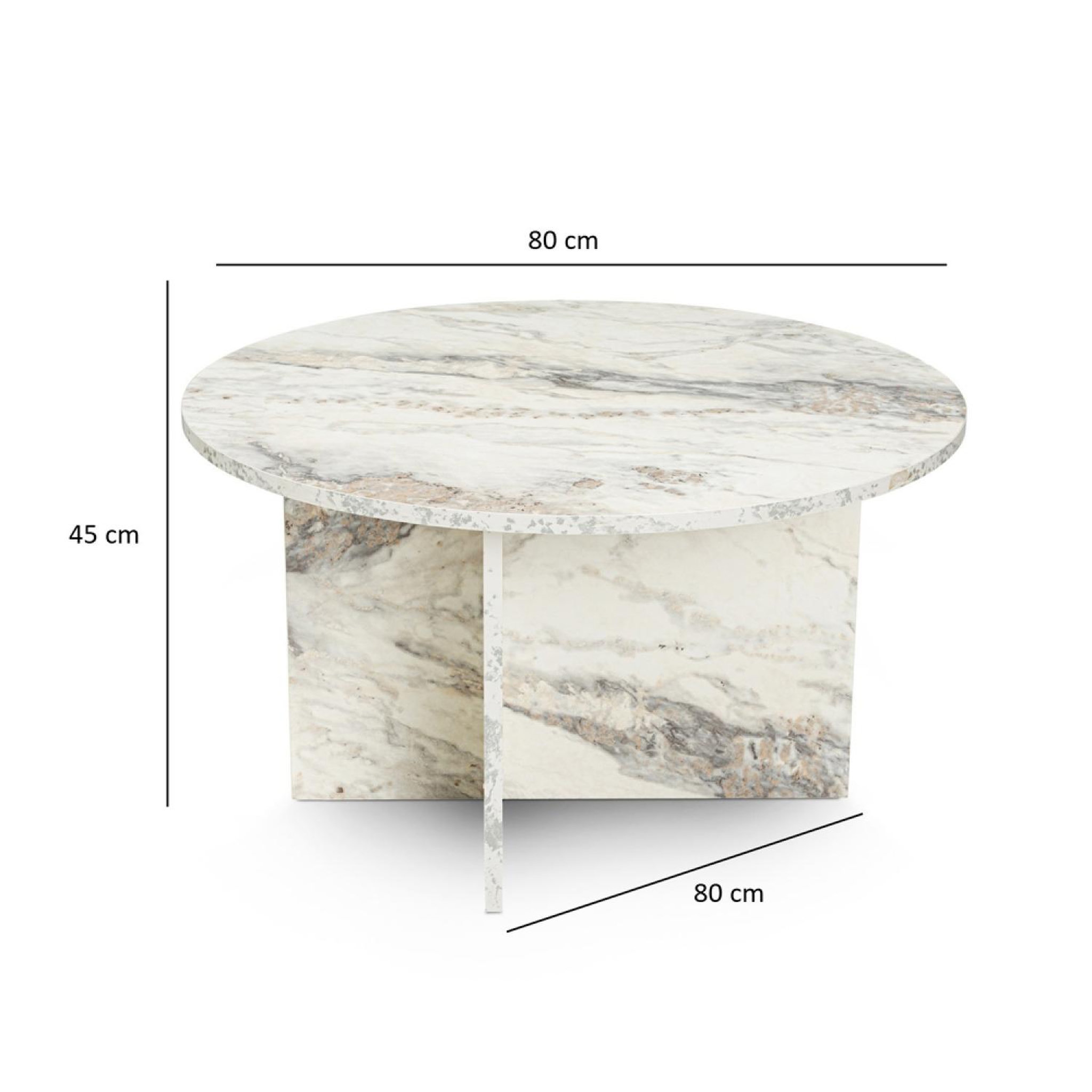Voir la diapositive 6 : CONCEPT USINE Table basse ronde effet marbre freesia 80x80cm vinu