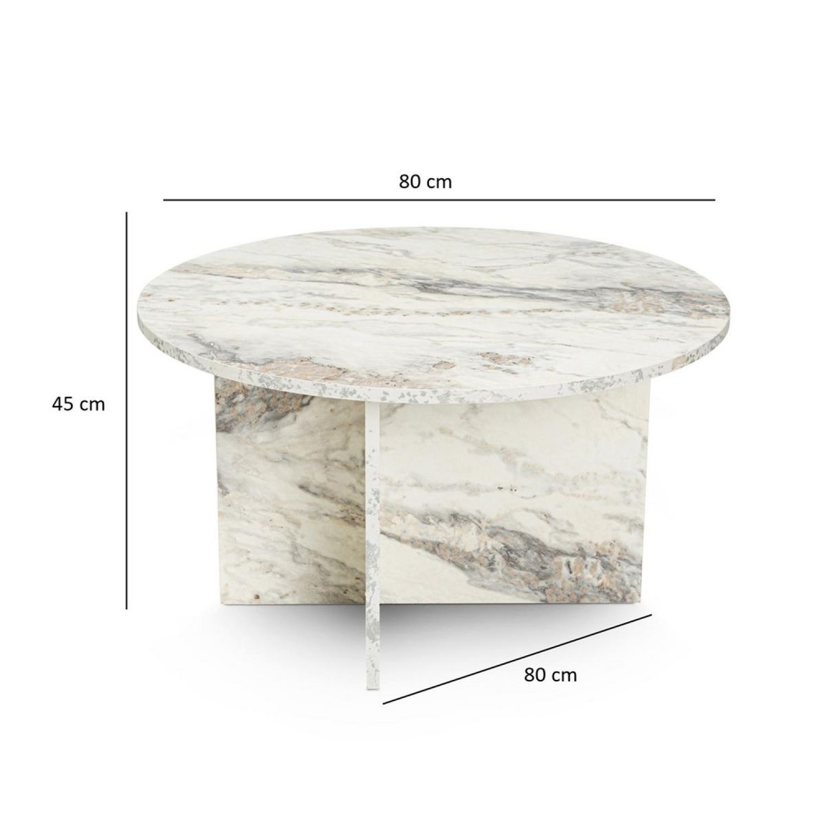 CONCEPT USINE Table basse ronde effet marbre freesia 80x80cm VINU