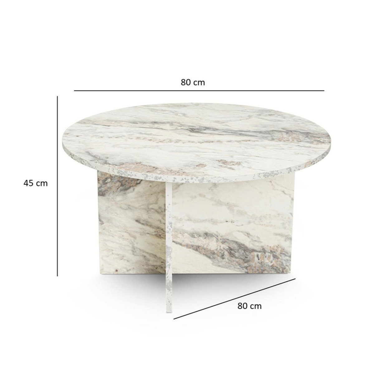 CONCEPT USINE Table basse ronde effet marbre freesia 80x80cm VINU