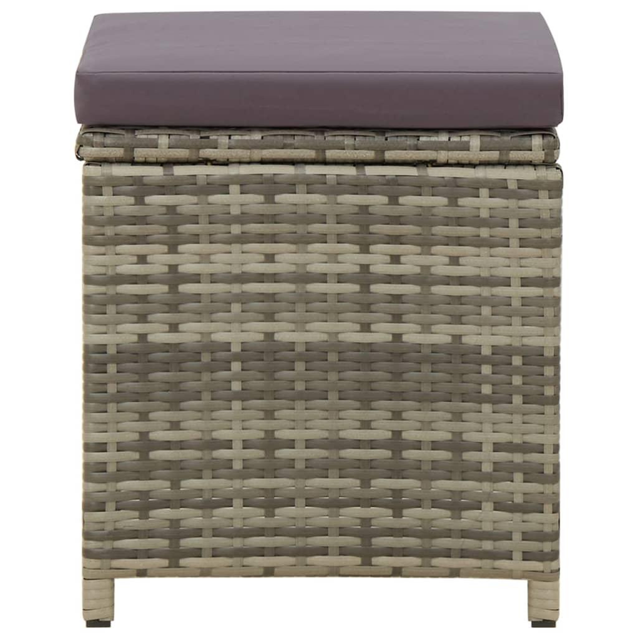 Voir la diapositive 4 : VIDAXL Tabourets de jardin lot de 4 avec coussins Resine tressee Gris