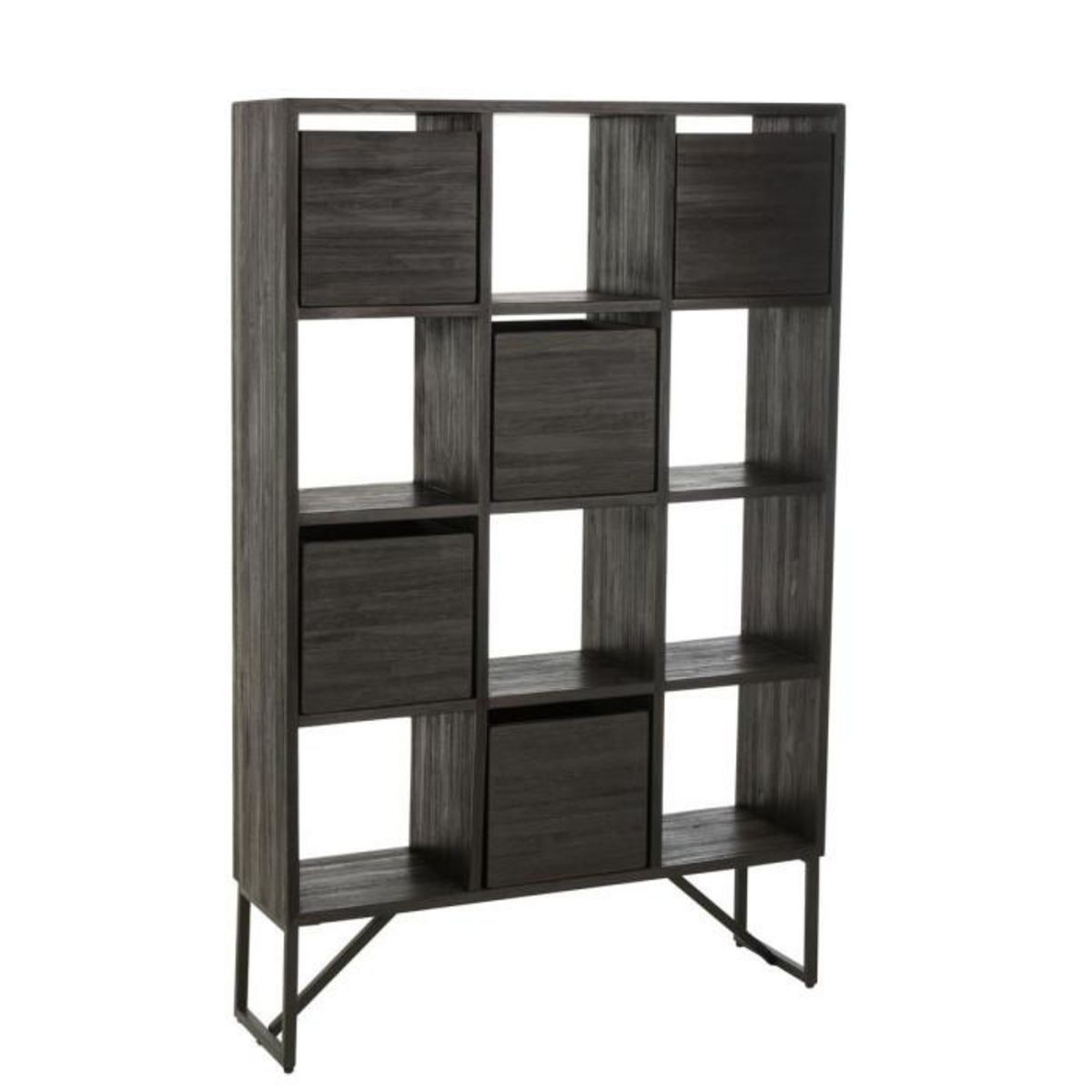 Paris Prix Étagère Avec Tiroirs en Bois  Teck  158cm Noir