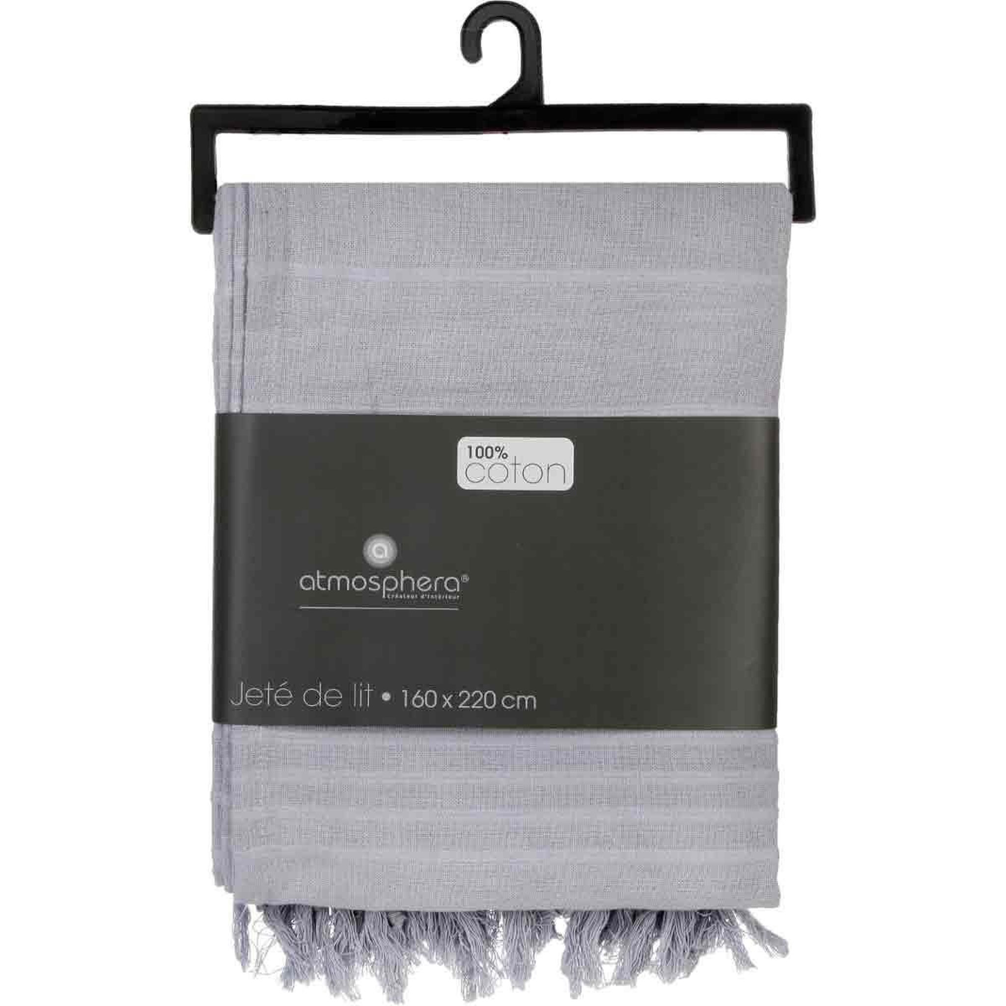 Voir la diapositive 4 : ATMOSPHERA Jeté de lit  anjali  160x220cm gris clair