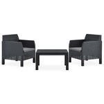 VIDAXL Salon de jardin 3 pcs avec coussins PP Rotin Anthracite