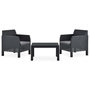 Voir la diapositive 1 : VIDAXL Salon de jardin 3 pcs avec coussins PP Rotin Anthracite