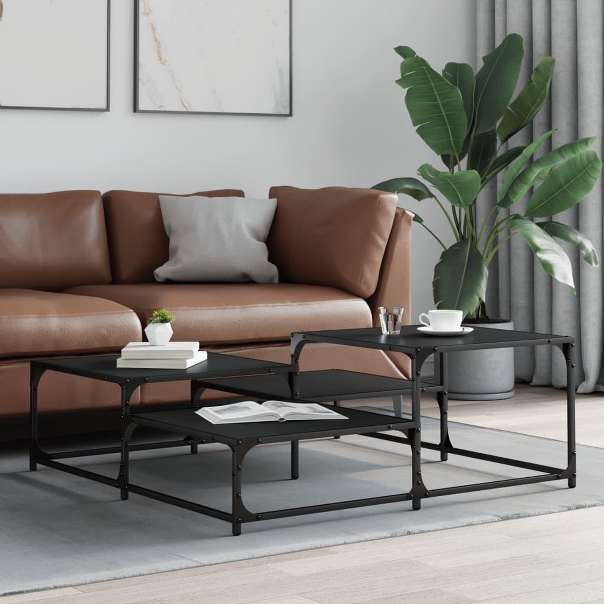 Voir la diapositive 3 : VIDAXL Table basse noir 107x107x40 cm bois d'ingenierie