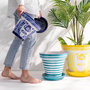 Voir la diapositive 4 : Paris Prix Pot Avec Soucoupe en Céramique  Granada Rayure  35cm Bleu Aqua