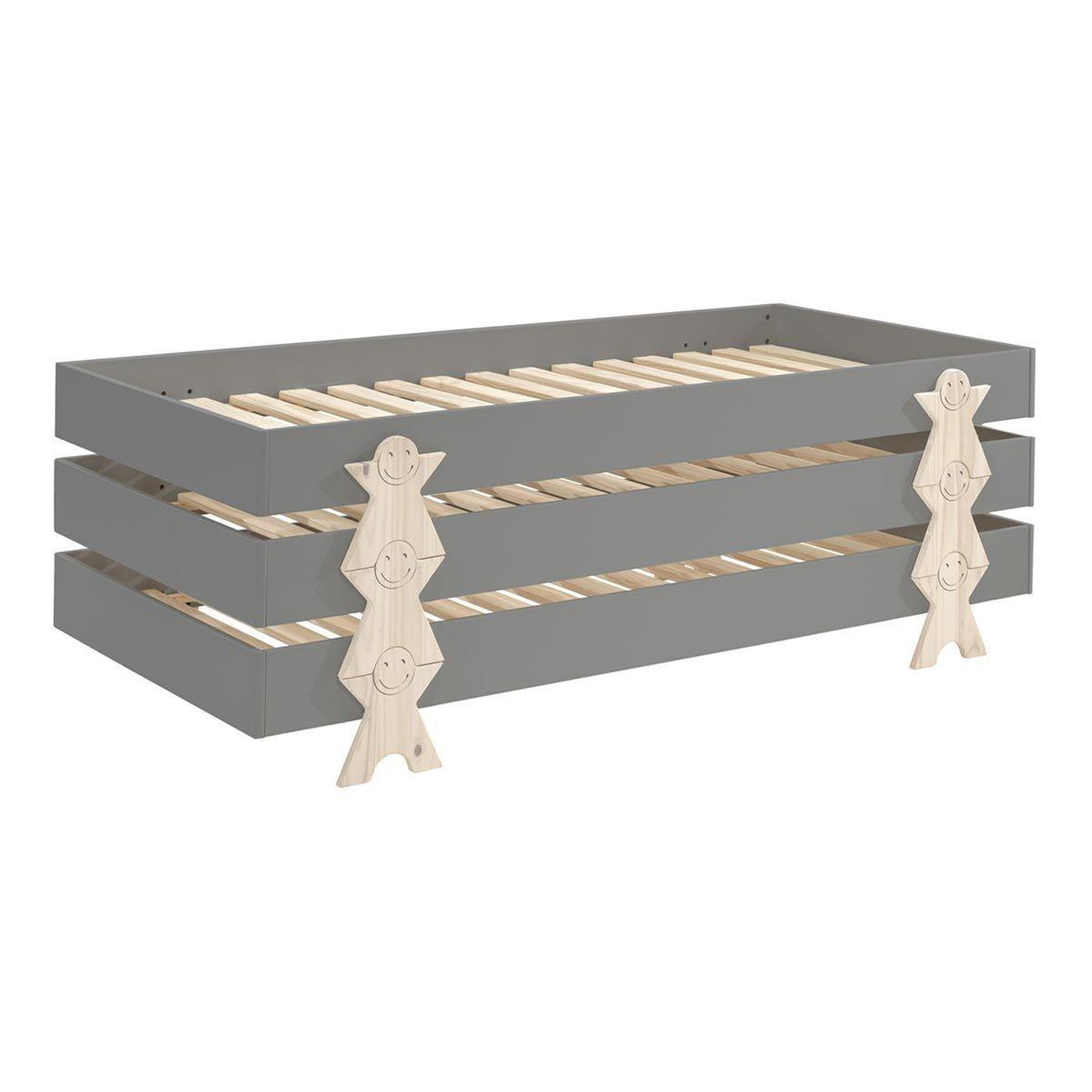 Paris Prix Lit enfant en bois  modulo smiley iii  90x200cm gris