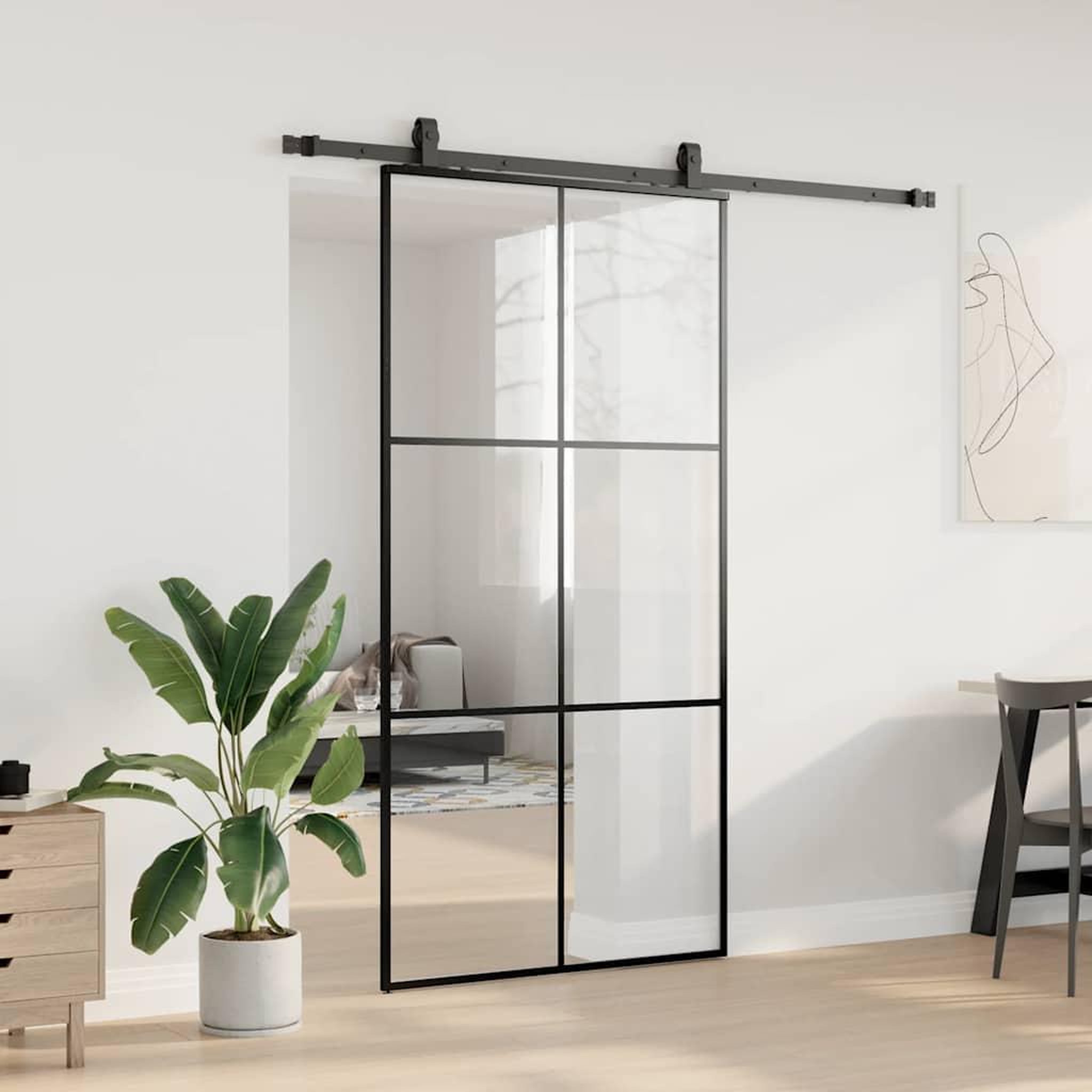 Voir la diapositive 3 : VIDAXL Porte coulissante kit de quincaillerie noir 102x205cm verre ESG