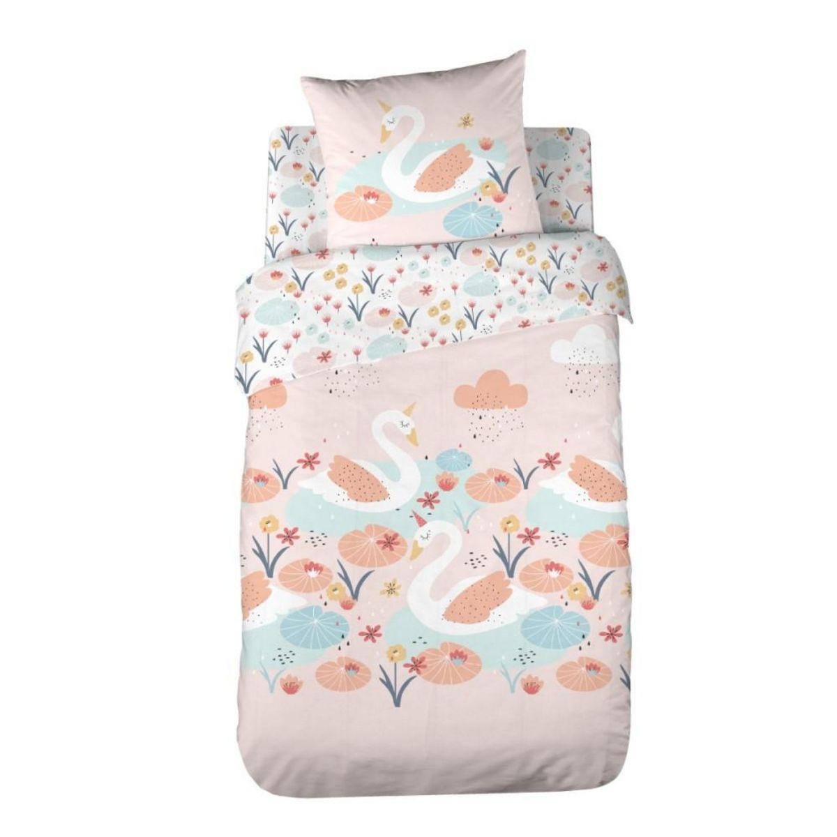 COTE DECO Housse de couette 140x200 + 1 taie CLARA coton 57 fils