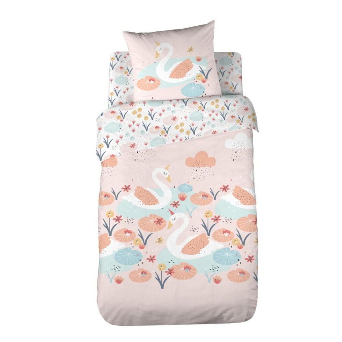 COTE DECO Housse de couette 140x200 + 1 taie CLARA coton 57 fils