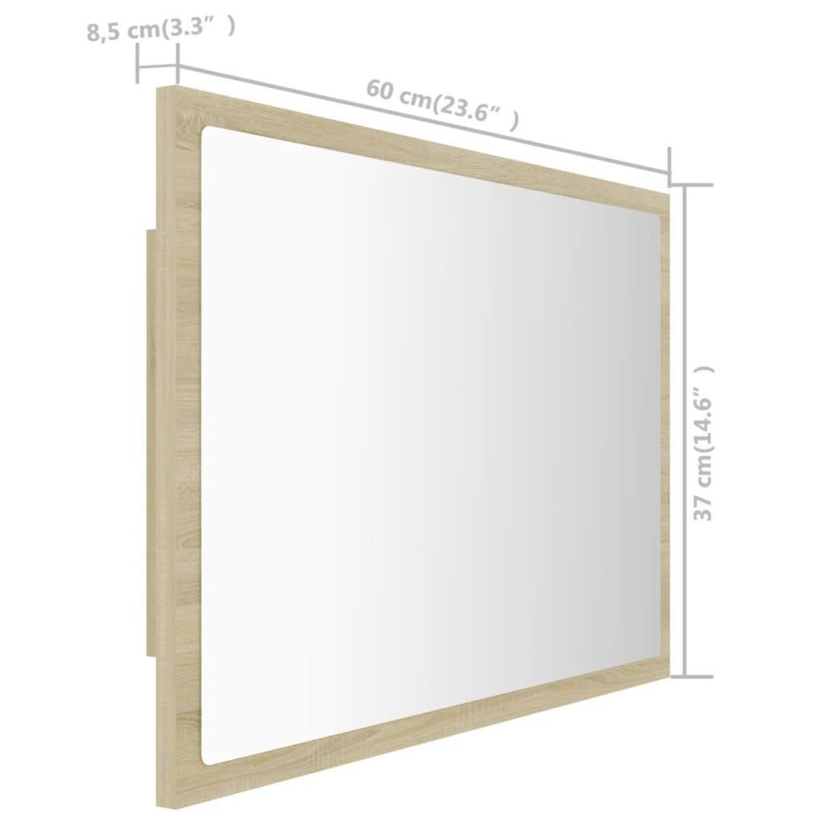 VIDAXL Miroir LED de salle de bain Chene sonoma 60x8,5x37 cm Acrylique