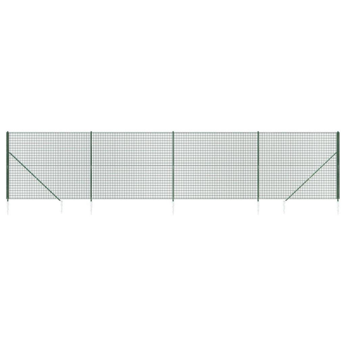 VIDAXL Cloture en treillis metallique et piquet d'ancrage vert 2,2x10m