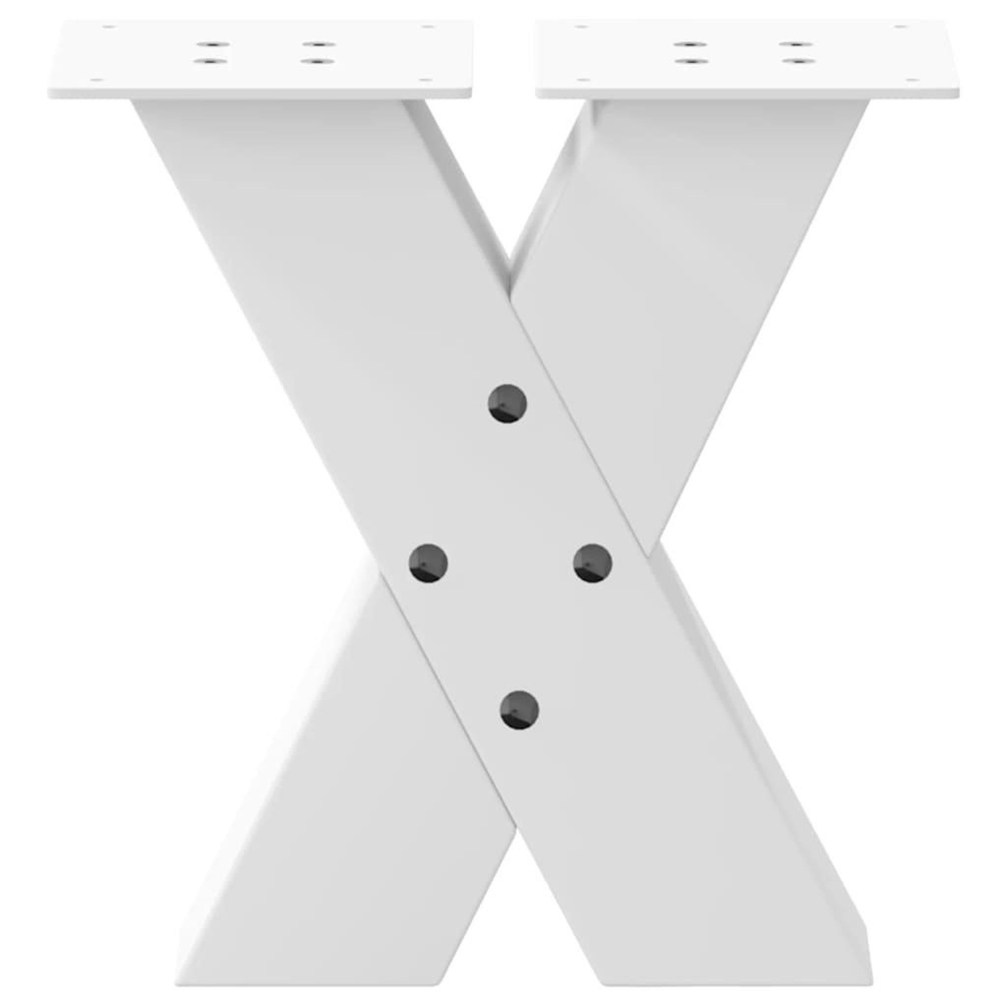 Voir la diapositive 5 : VIDAXL Pieds de table basse forme de X 2 pcs blanc 30x(30-31) cm acier