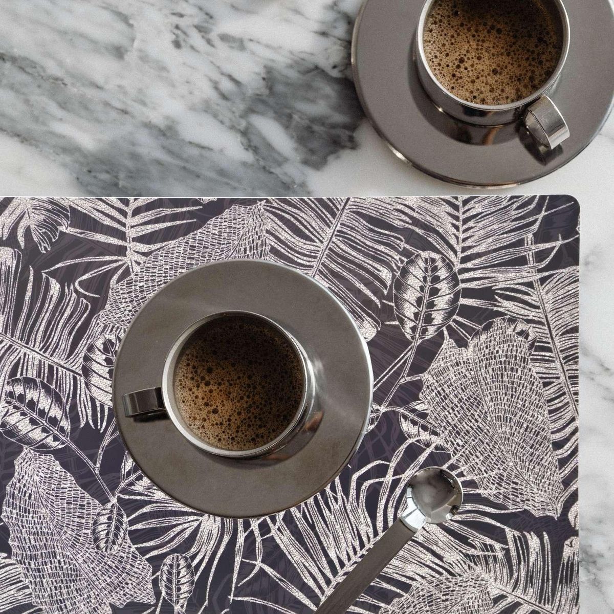 HABITABLE Lot de 6 sets de table Vitali - 28 x 43 cm - Argent