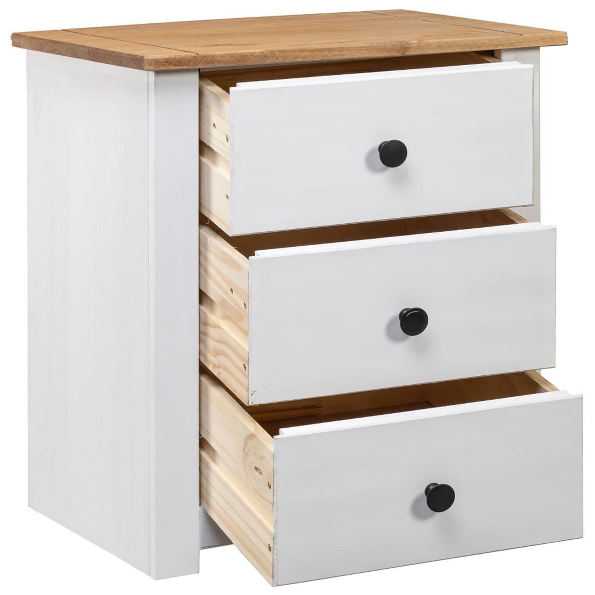 Voir la diapositive 2 : VIDAXL Table de chevet Blanc 46x40x57 cm Pin Gamme Panama