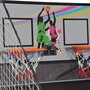 HOMCOM Panier de Basket pliable jeu de Basketball Arcade Double Shootout double panier compteur électronique 4 ballons et pompe acier noir et blanc
