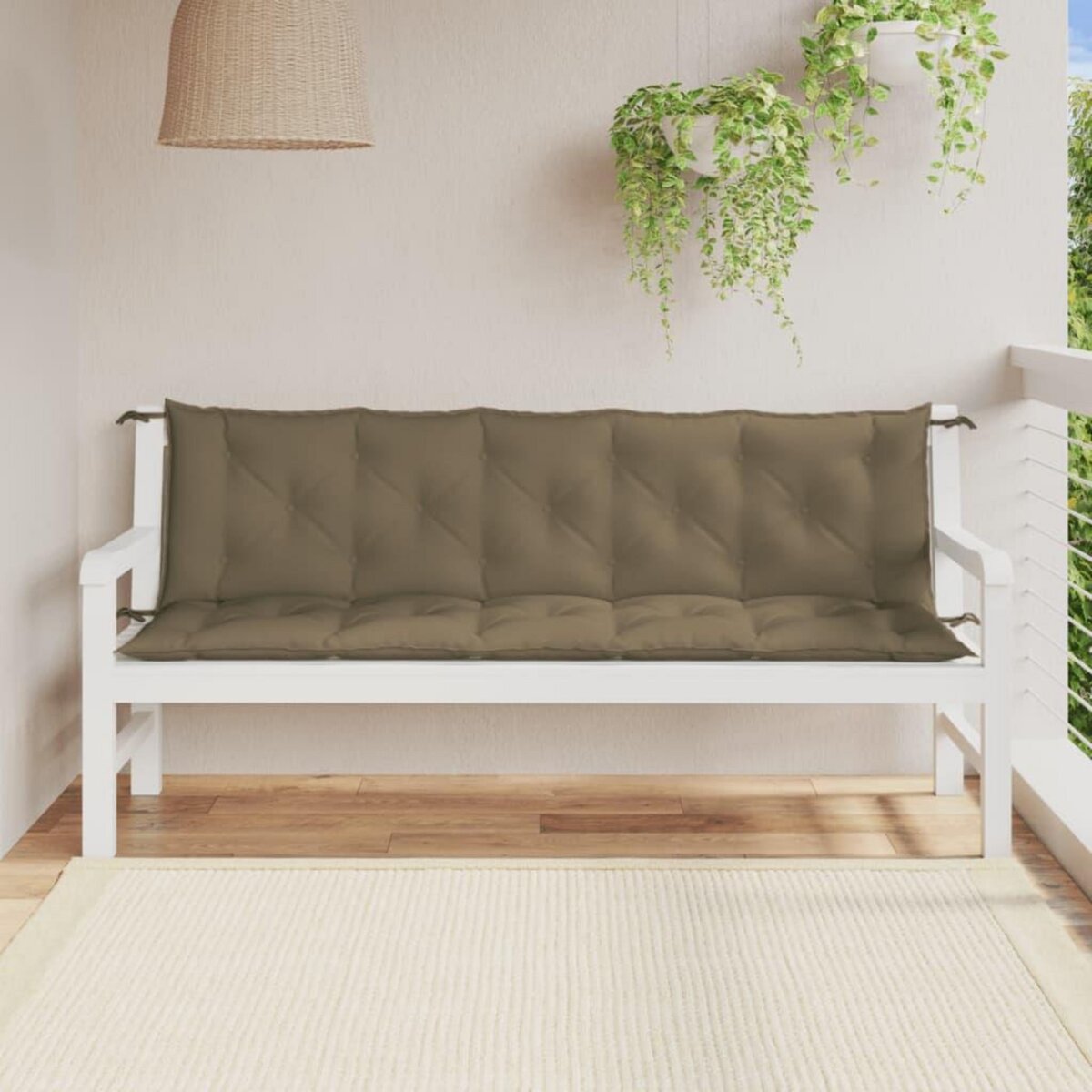 VIDAXL Coussins de banc de jardin lot de 2 taupe melange tissu
