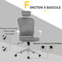 Voir la diapositive 6 : VINSETTO Fauteuil de bureau ergonomique en velours - 63 x 64 x 118-128 cm - gris clair