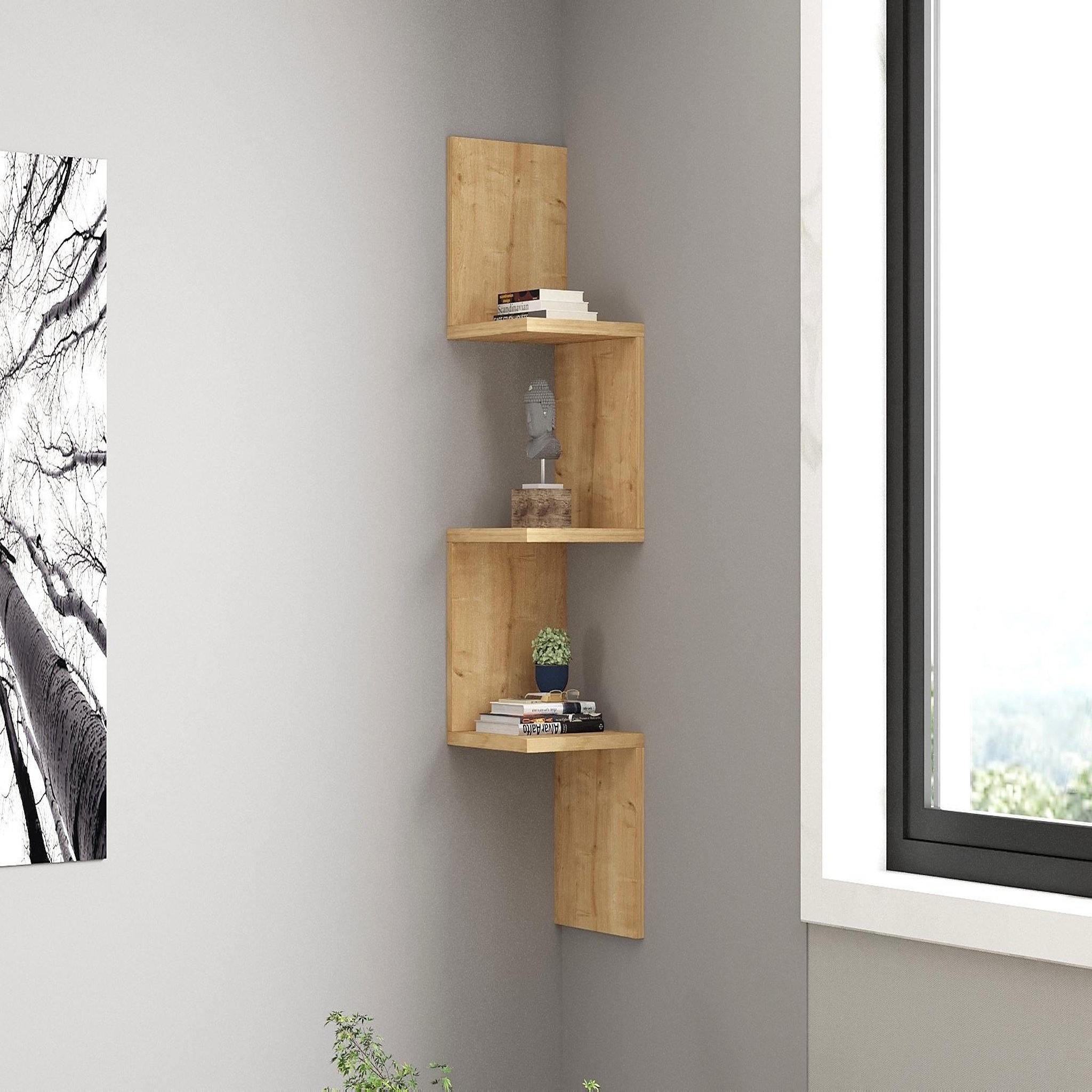 Voir la diapositive 2 : Habitat et Jardin Étagère murale en bois  zikzak  - 25 x 25 x 105 cm - saphir