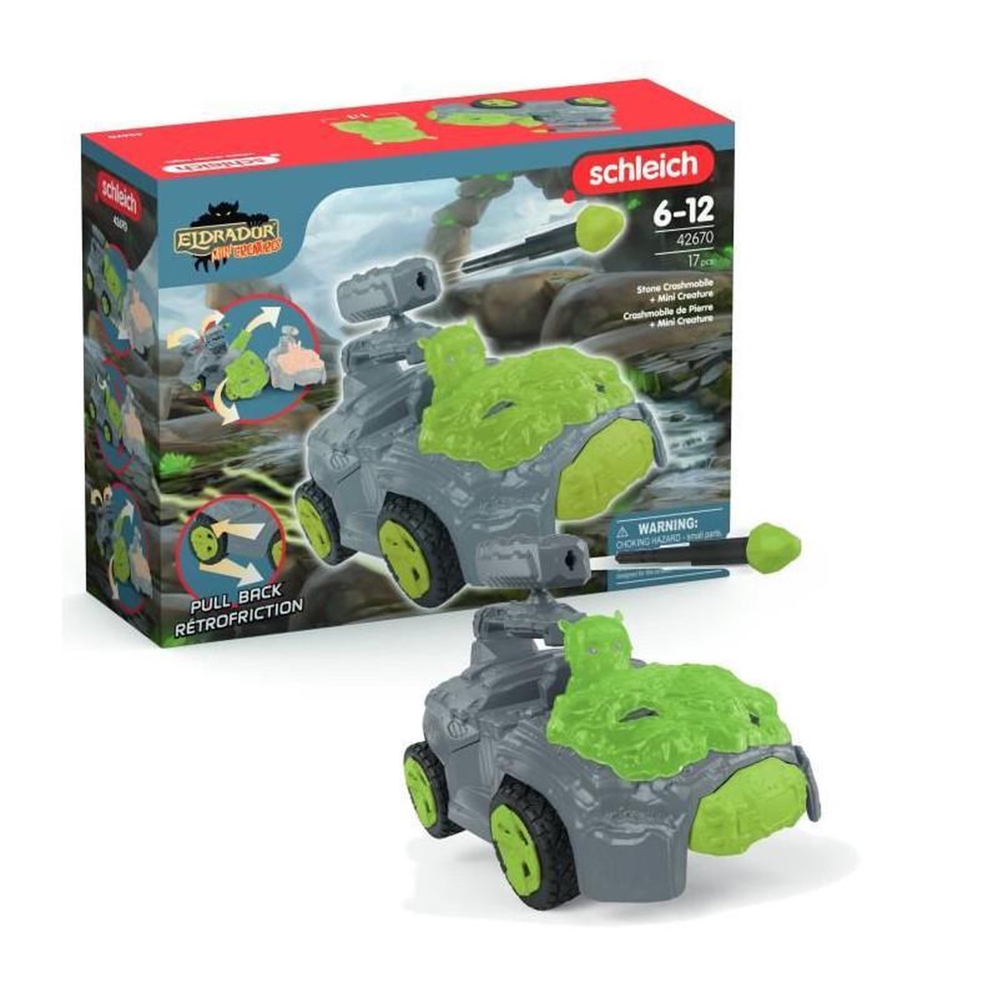 Schleich Crashmobile de Pierre avec Mini Creature, Coffret voiture avec figurine fantastique, Schleich 42670 Eldrador Creatures