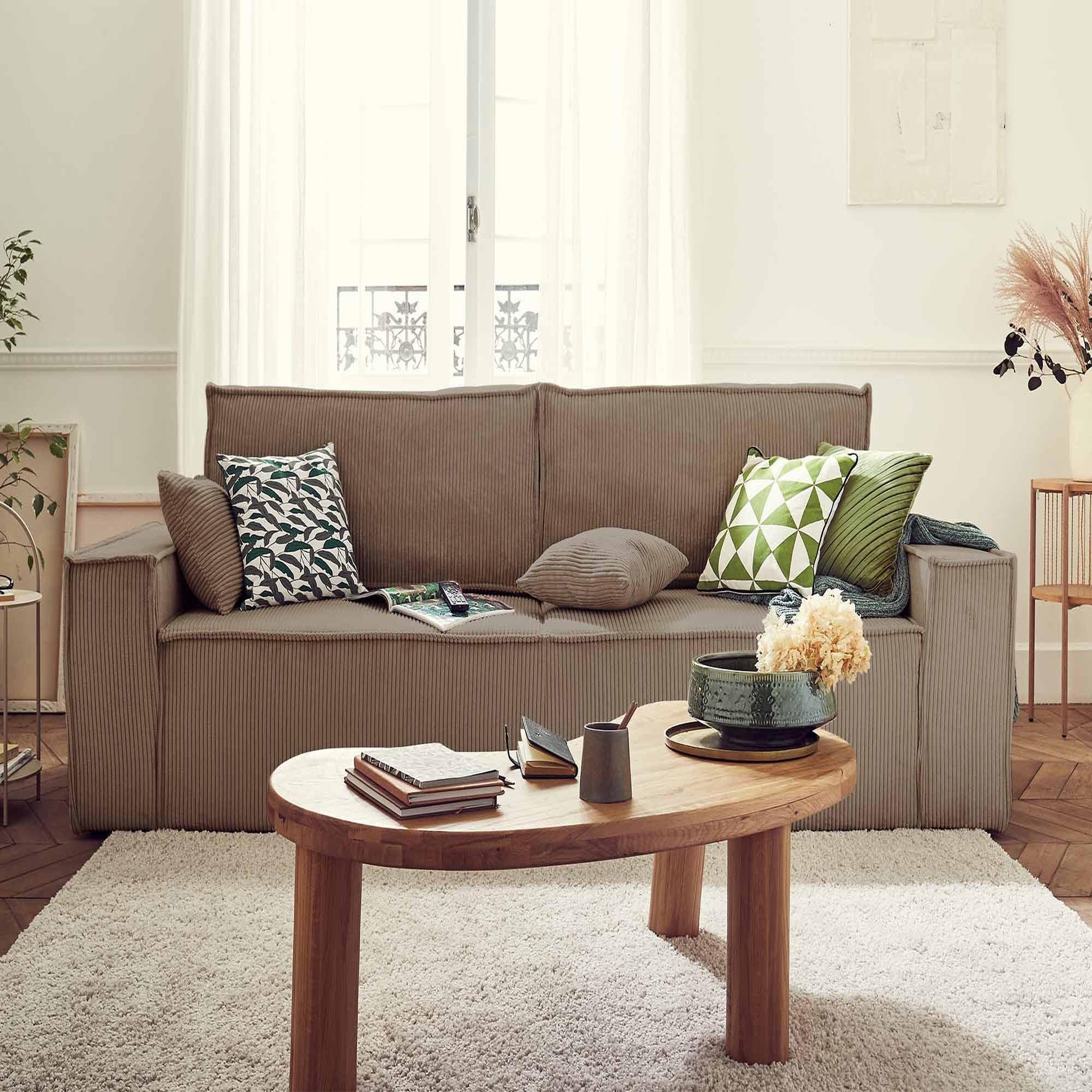 Voir la diapositive 4 : BEST MOBILIER Dellia - canapé 3 places convertible - avec coffre - en velours côtelé - style contemporain